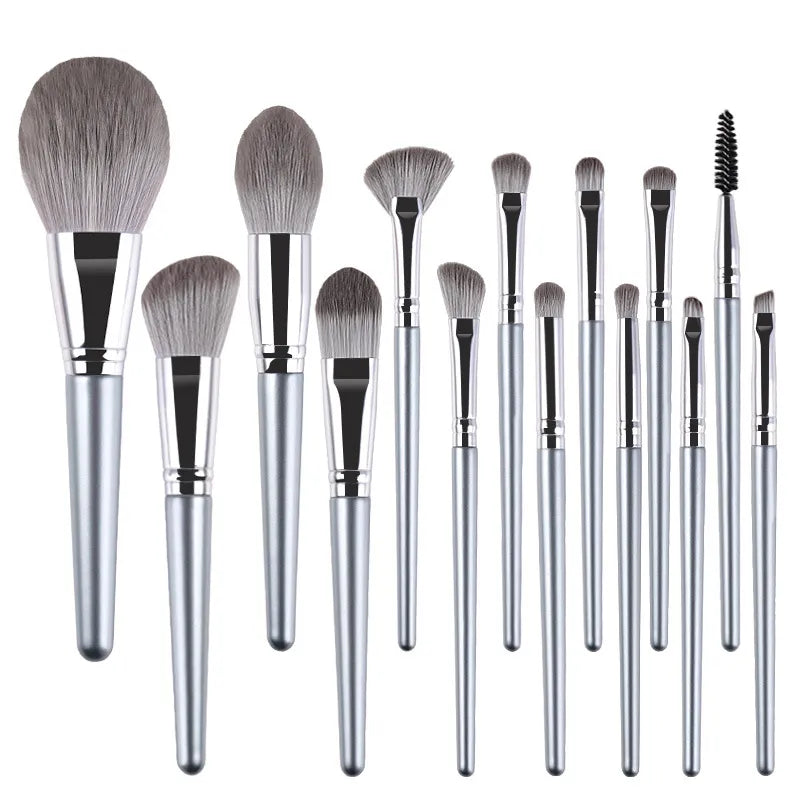 14-Piece Wooden Handle Makeup Brush Set
