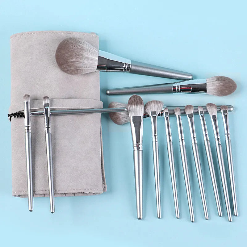 14-Piece Wooden Handle Makeup Brush Set