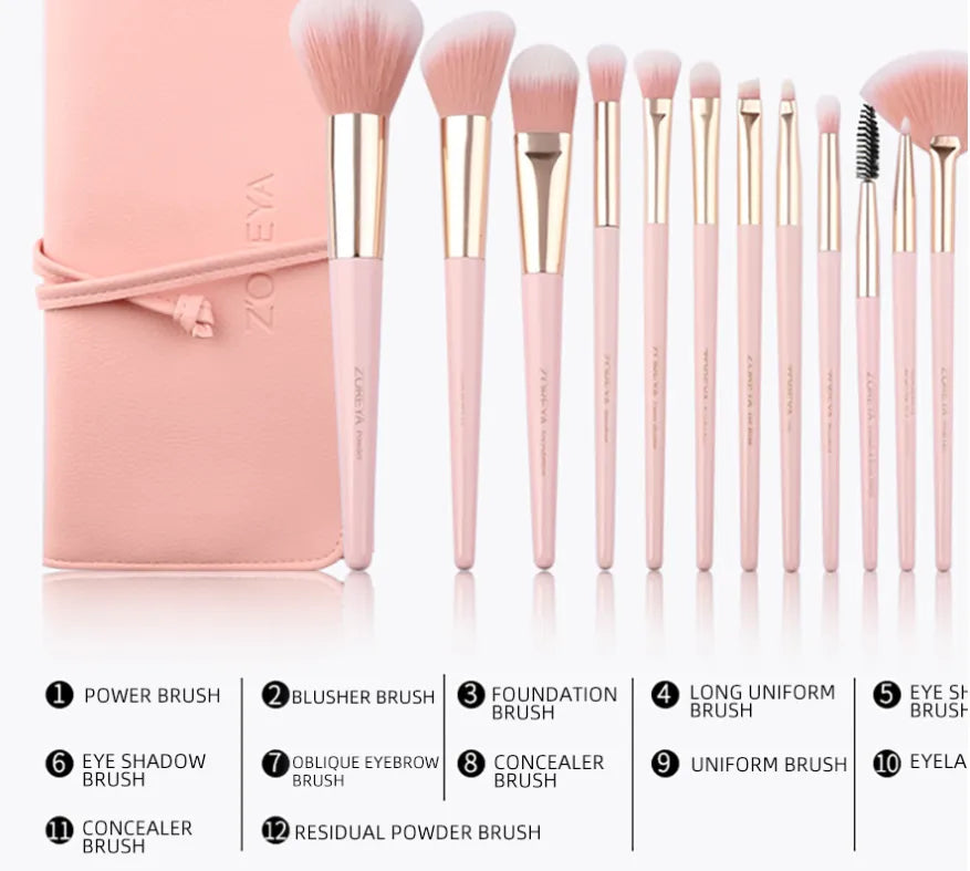 12-Piece Makeup Brush Set – Soft Bristle Beauty Kit